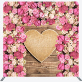 Lofaris Pink Rose Wooden Heart Wedding Pillow Cover Backdrop